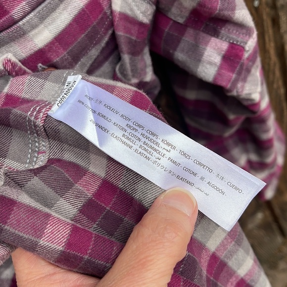 Ariat Large Flannel Shirt Ladies Rebar Plaid Purple Gray Button Front L Stretch - Picture 7 of 10